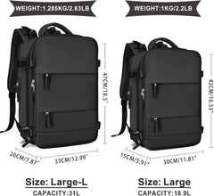 Großer Reiserucksack für Damen und Herren, Handgepäckrucksack, Wanderrucksack, wasserdichter Outdoor-Sportrucksack, lässiger Tagesrucksack, Reiseutensilien, schwarz 